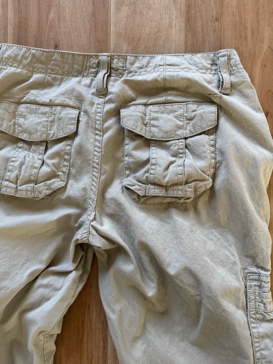 Vintage Y2K Mudd Beige Low Rise Cargo Pants Big Pockets Drawstring Ankle Size XS - Picture 8 of 8